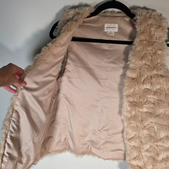 Club Monaco Women's Faux Fur Open Front Vest Beige Size Small - Picture 8 of 8